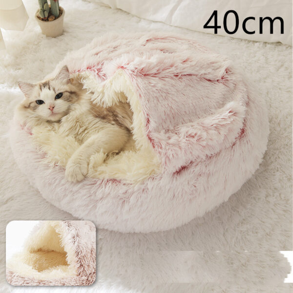 2 In 1 Dog And Cat Bed Pet Winter Bed Round Plush Warm - Image 6