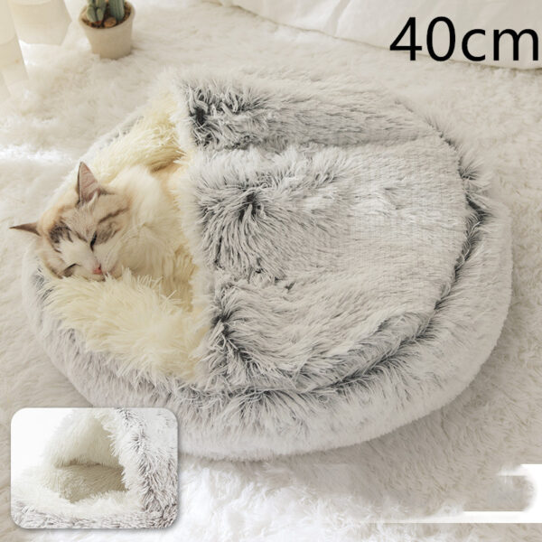 2 In 1 Dog And Cat Bed Pet Winter Bed Round Plush Warm - Image 7