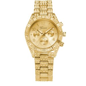 Women Crystal Quartz Analog Geneva