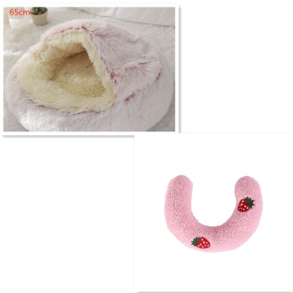 2 In 1 Dog And Cat Bed Pet Winter Bed Round Plush Warm - Image 9