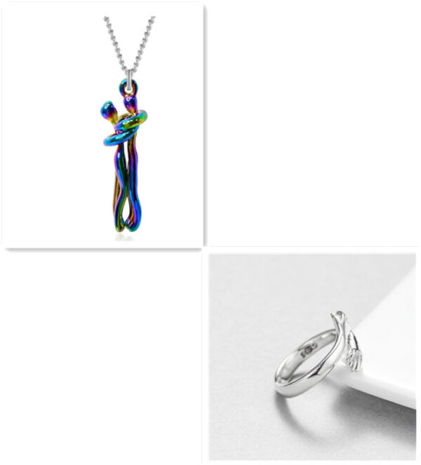 Love Hug Necklace Unisex Clavicle Chain Valentines Day Lover Gift - Image 9