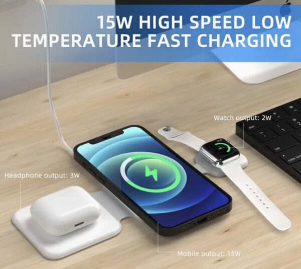 3 In 1 Magnetic Foldable Wireless Charger Charging Station Multi-device - Image 10