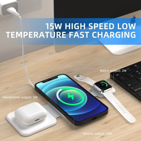 3 In 1 Magnetic Foldable Wireless Charger Charging Station Multi-device - Image 9