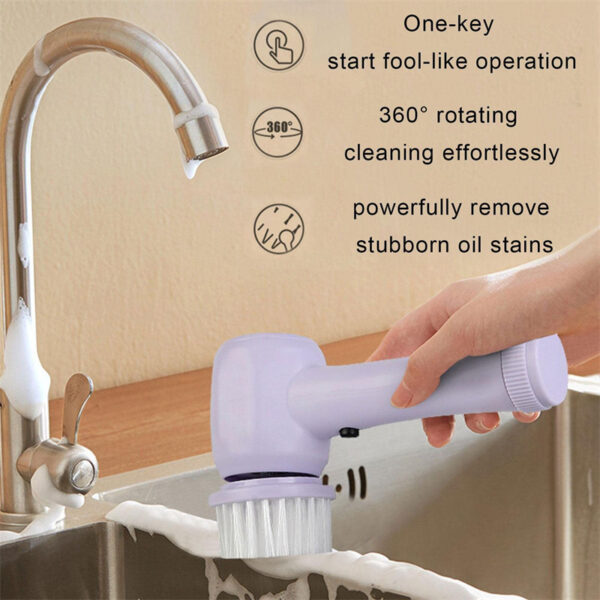 Electric Cleaning Brush 4 In 1 Spinning Scrubber Brush Portable - Image 7